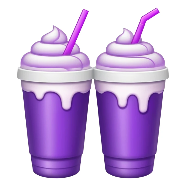 Two foam cups stacked on one another, filled with a purple drink sticker