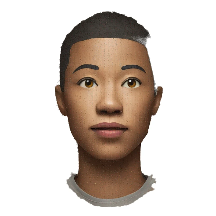 Person face portrait made entirely of a collage sticker