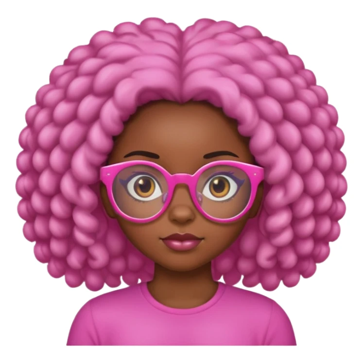 Puffy hair black girl with pink glasses  sticker