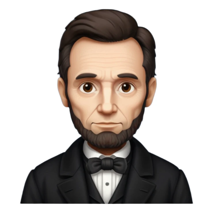 Illustrate Abraham Lincoln with  beard & classic black coat sticker