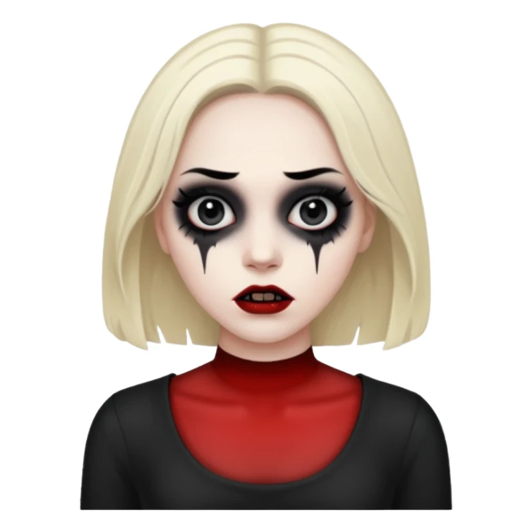 A realistic woman in horror, waist-length portrait sticker