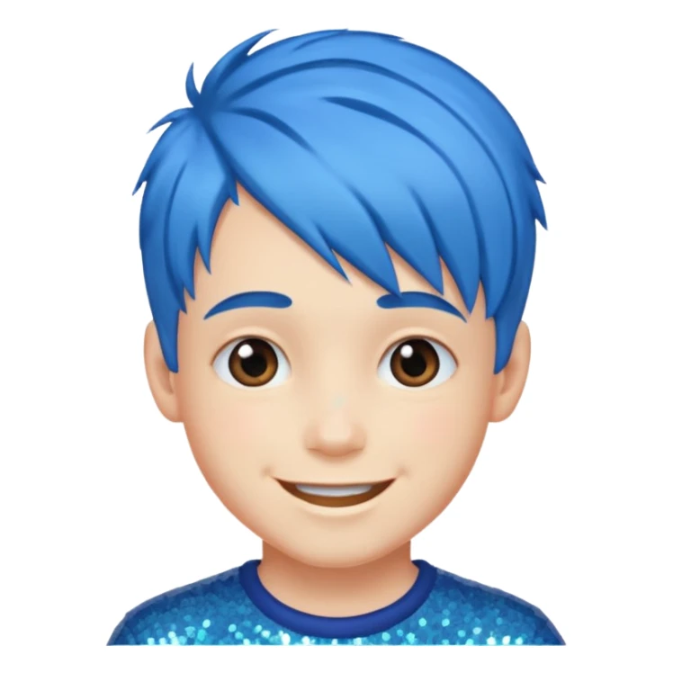 glitter blue gamer Boy happy blue hair sticker