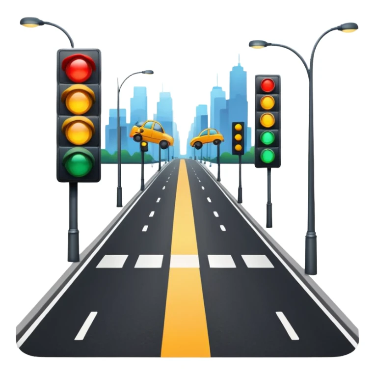 a city street with cars and traffic lights sticker