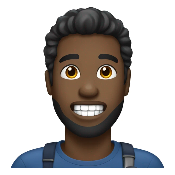 black guy with black hair wearing dark blue t-shirt brushing his teeth sticker