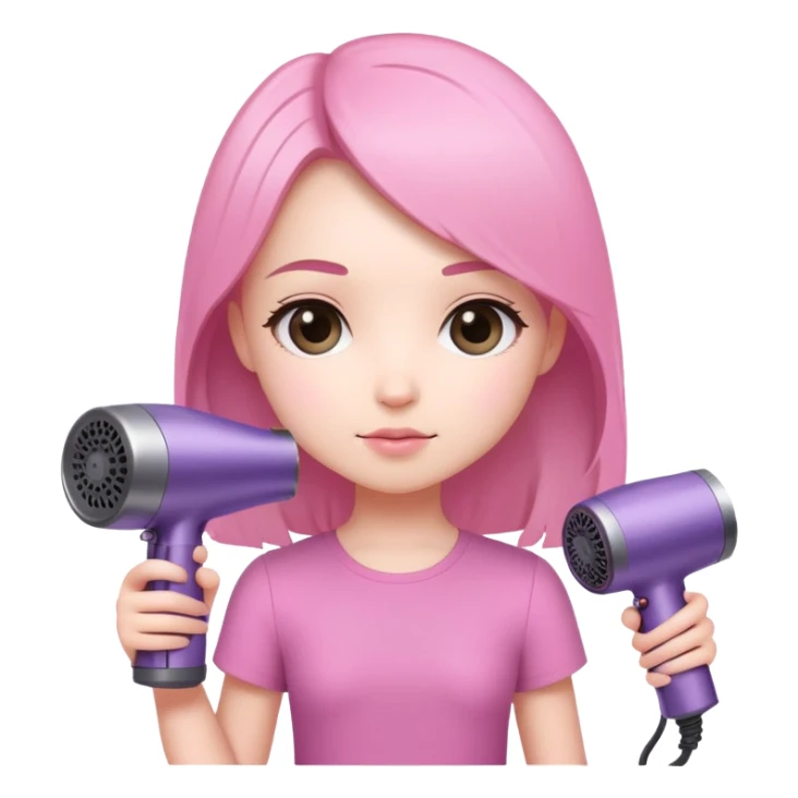 chibi style girl holding a Dyson hair dryer sticker