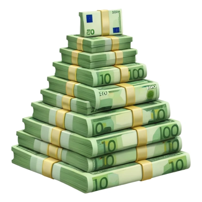 a mountain of packs of euros sticker