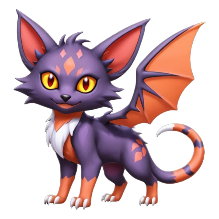 Noivern-Noibat-Torracat-Litten-Lykoi-fusion sticker