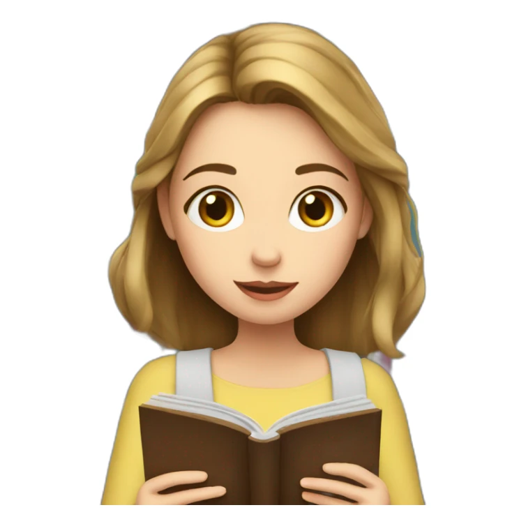 european girl reads a book sticker
