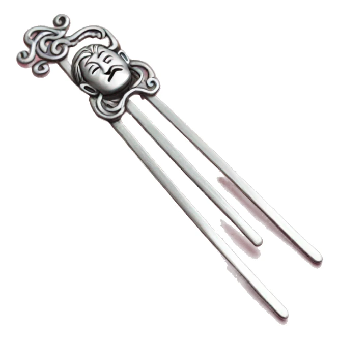 silver metal chinese hair pin sticker