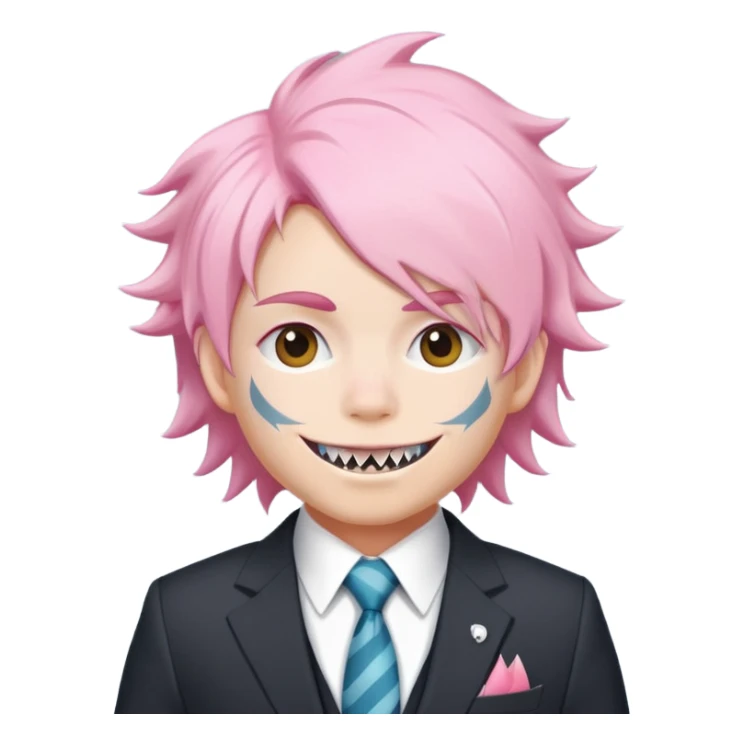 Fluffy colour pink ca director in sut shark teeth sticker