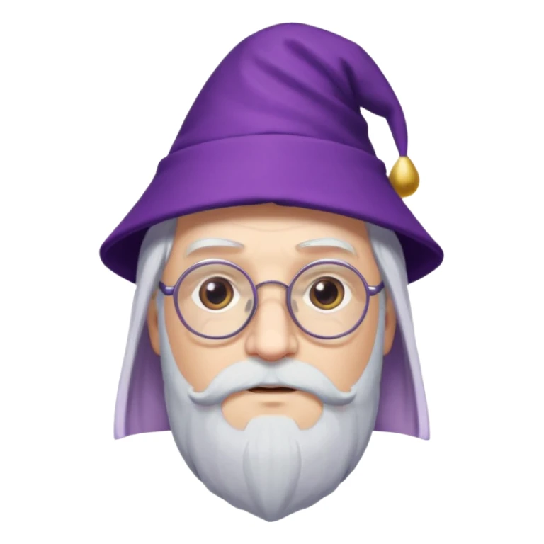 dumbledore white hair, wear glasses, purple magic hat sticker