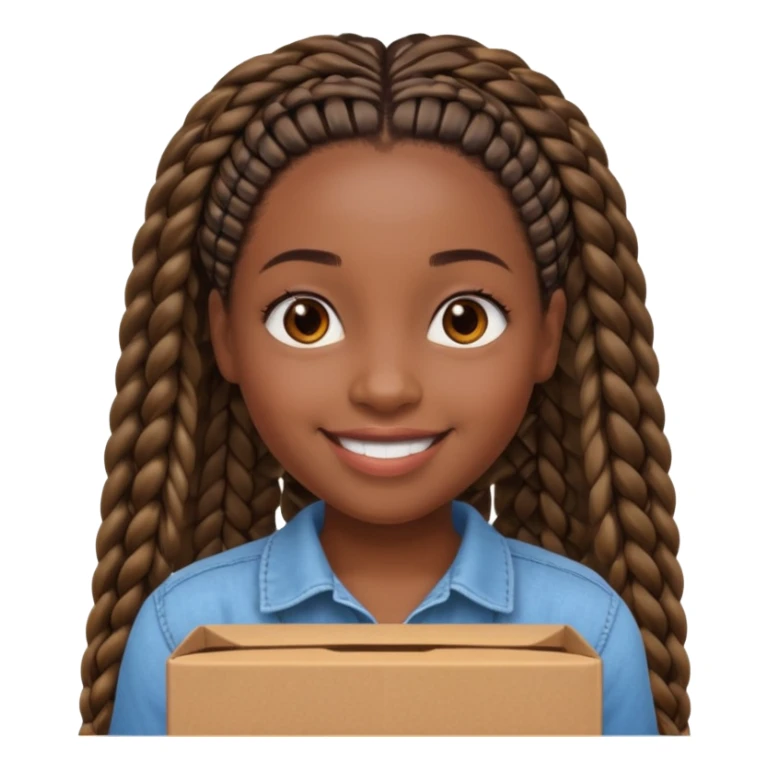 black girl with straight down box braids sticker