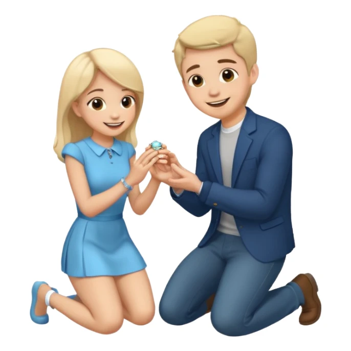 🧎‍♂️‍➡️💍💃 a boy parposing a girl boy on his knee and boy give him ring  sticker