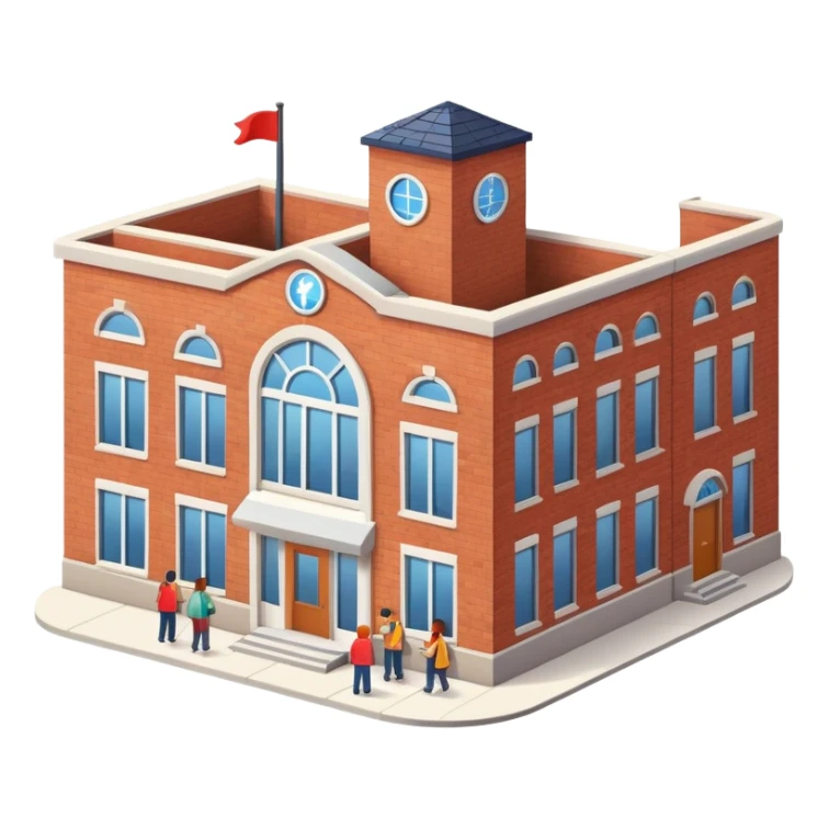 Community center building with people sticker