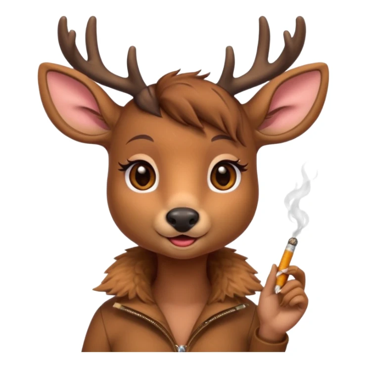 Cute female deer with cigarette sticker