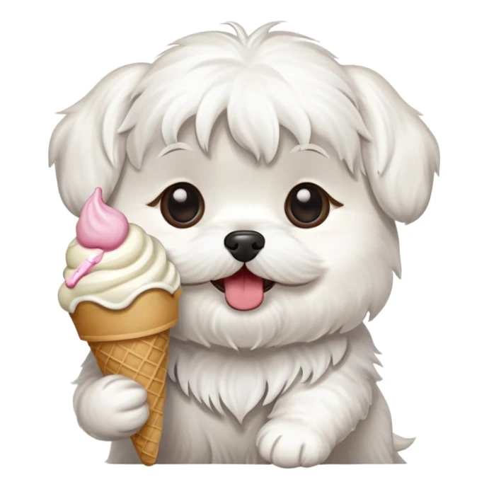 Shitzu Maltese eating ice cream sticker