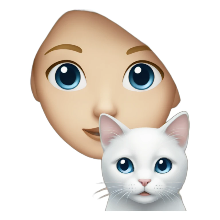 Blonde girl with blue eyes and with white cat sticker