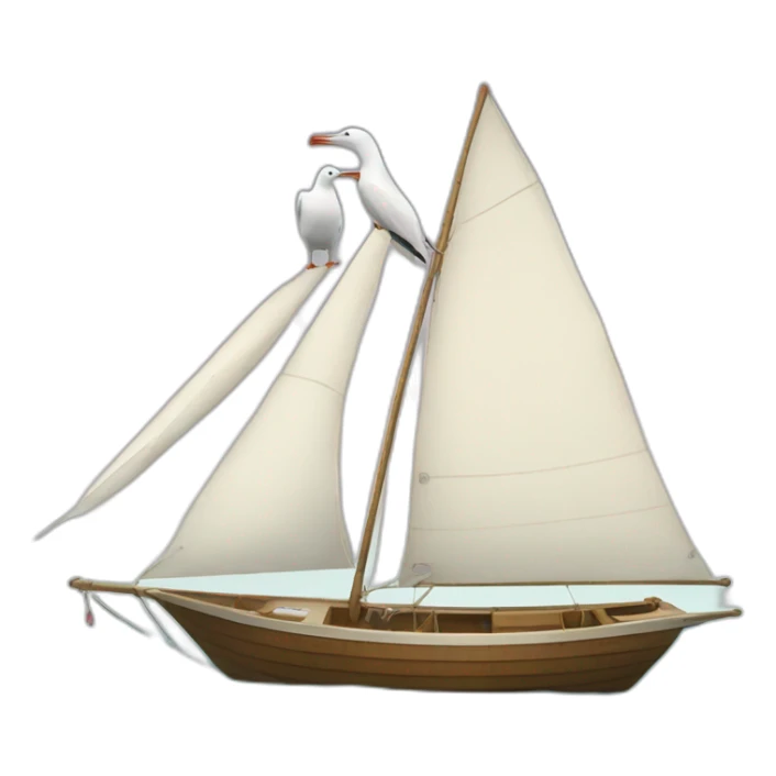 Two small albatross on sailboat where is the sail? sticker