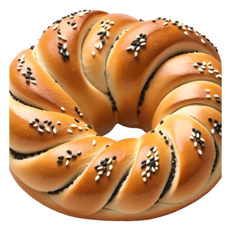 Cinematic Realistic Simit twisted Turkish bread in poppy seeds sticker