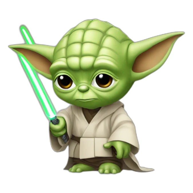 Yoda qui se bat avec Macron au sabre lazer sticker