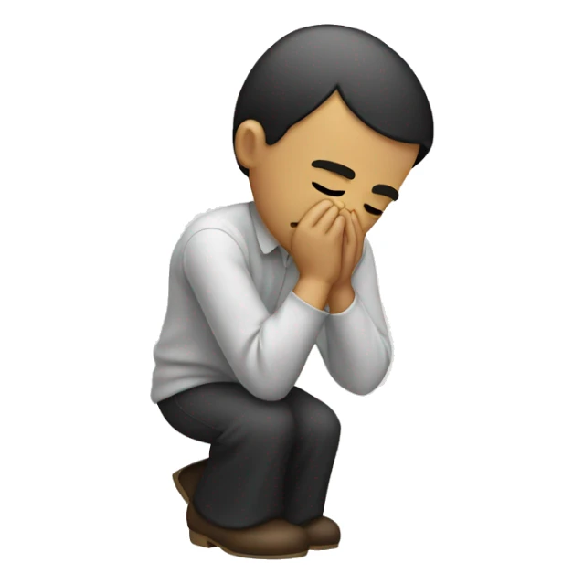 A person bowing down to show respect . His face should be in front sticker