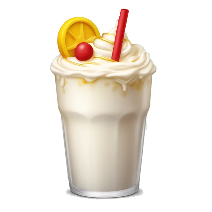 beautiful and delicate milkshake with two straws with a Summer Core, in white, bright crimson red and yellow gold colors sticker