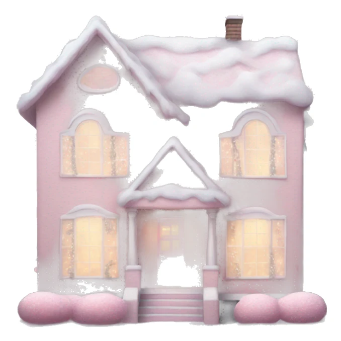Pastel pink Christmas house realistic  sticker