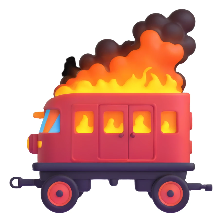wagon with molten steel, glowing and steaming sticker