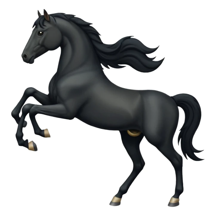 Black full horse two legs up emojis  sticker