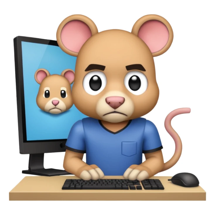 a Minecraft character (with the skin the YouTuber RabidGerbil773 uses)  in front of a computer annoyed  sticker