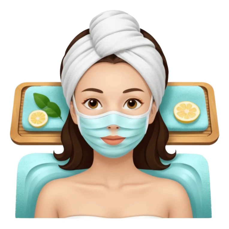 Lady with face mask spa beauty full face relaxing sticker