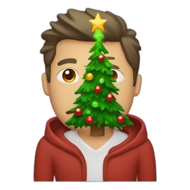 Sick men with Christmas tree sticker