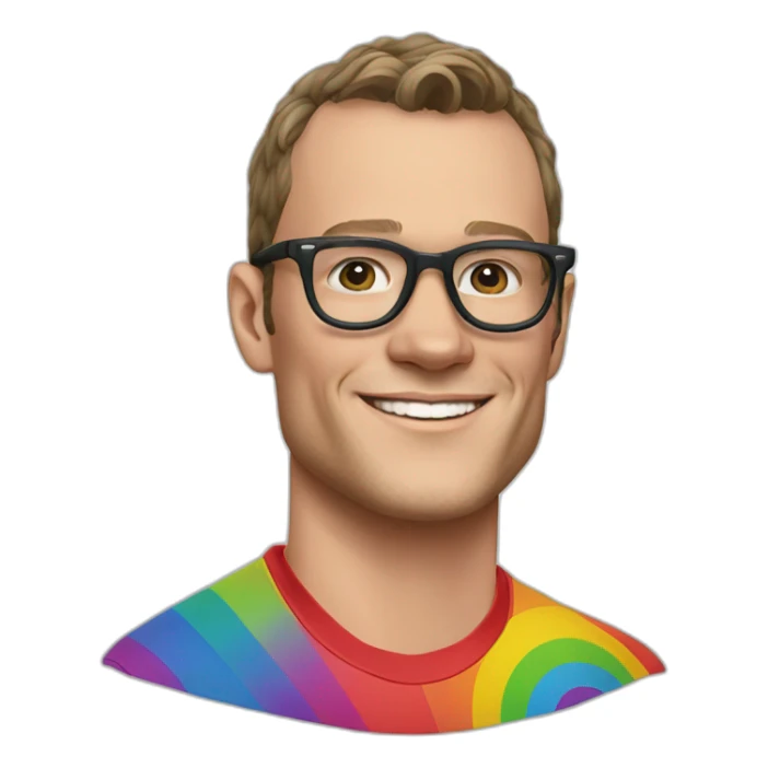 Jonathan Toews wearing glasses and rainbow clothes sticker