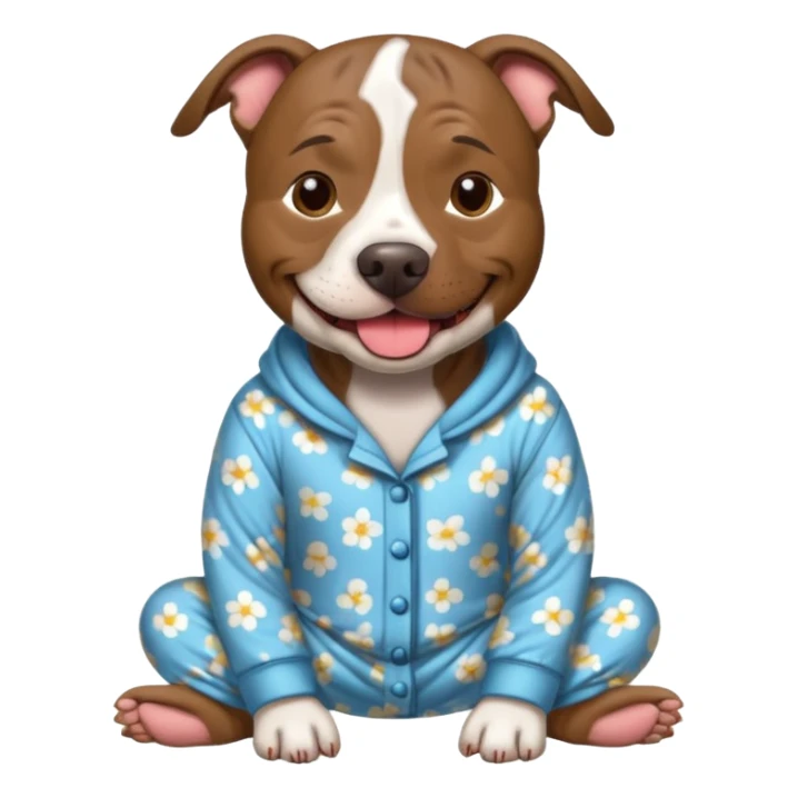 a brindle pit bull wearing comfy pajamas sticker