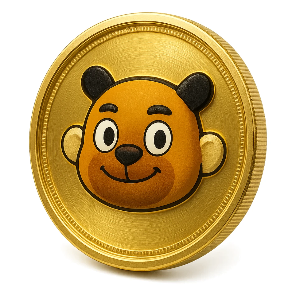 flat gold token with only the mascot's head centered, mascot's head in original color, simple, no text or extra elements sticker