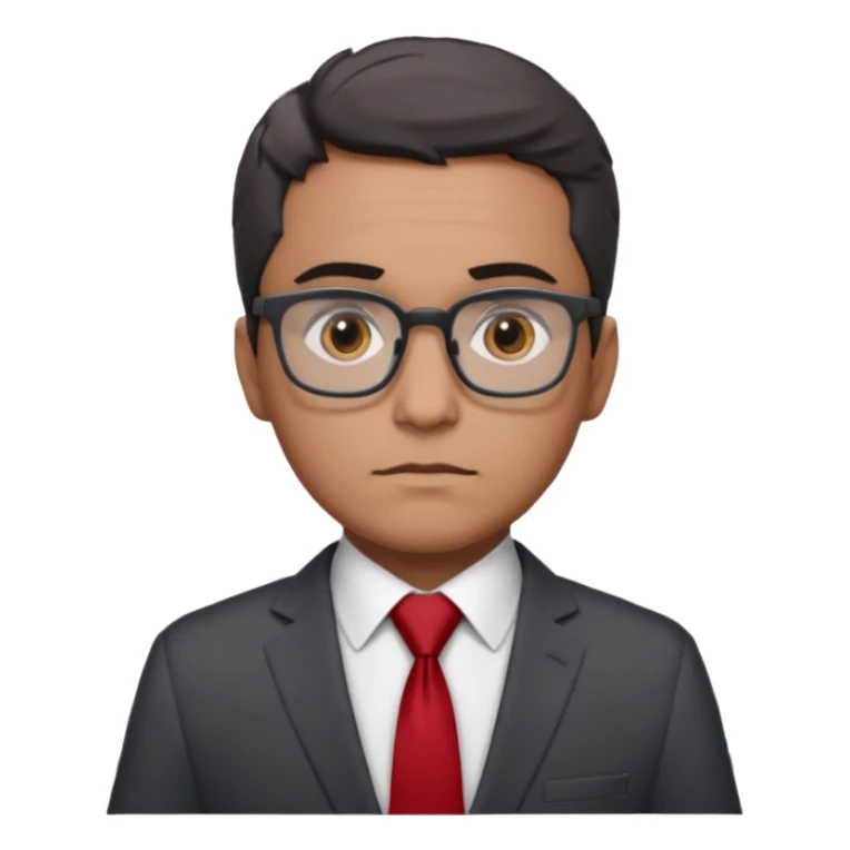 Illustrate Gustavo in a business suit with glasses, hands folded & serious gaze. sticker