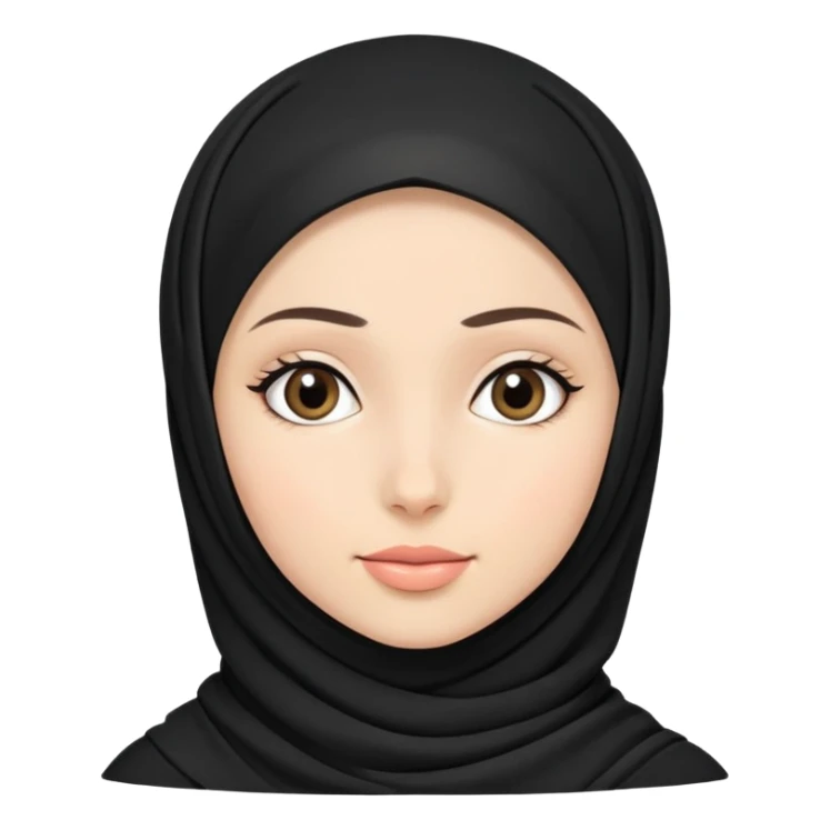 A white skin girl wearing black hijab sticker