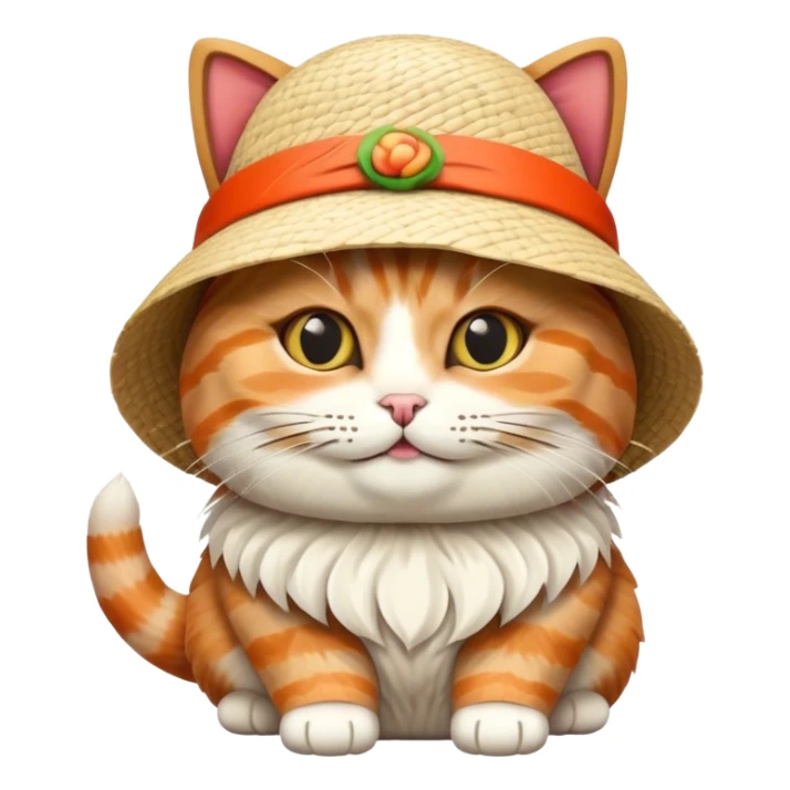 cat wearing a hat made out of sushi sticker