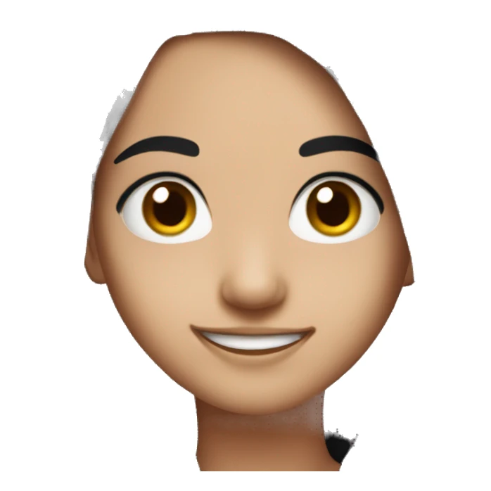 smiling girl with long black hair and eyes and eyebrows sticker