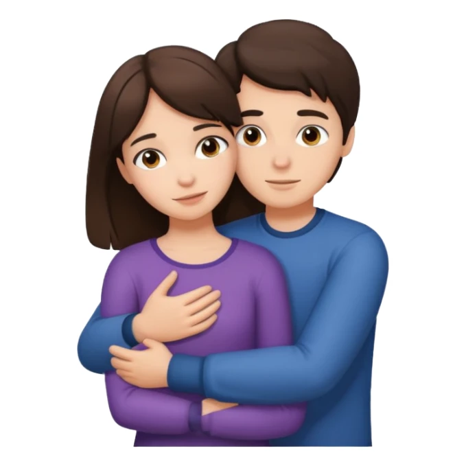 Brunette boy hugging brunette girl sticker