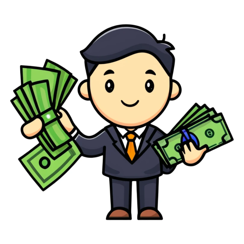 accountant with money and financial graphs sticker