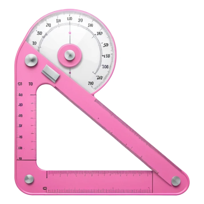 L-shaped 90 degree goniometer pink occupational therapy tool slightly tilted clear angle sticker