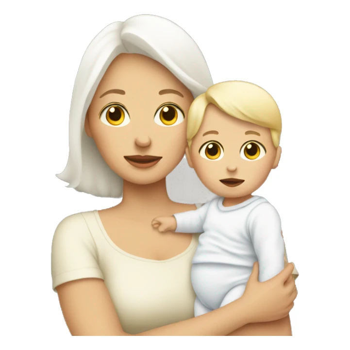 white mom holding little white baby sticker