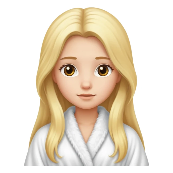 girl with long blonde hair wearing fluffy white robe sticker