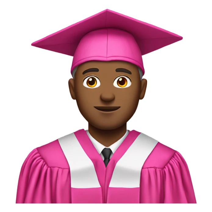 white man in a pink graduation and pink academic regalia sticker
