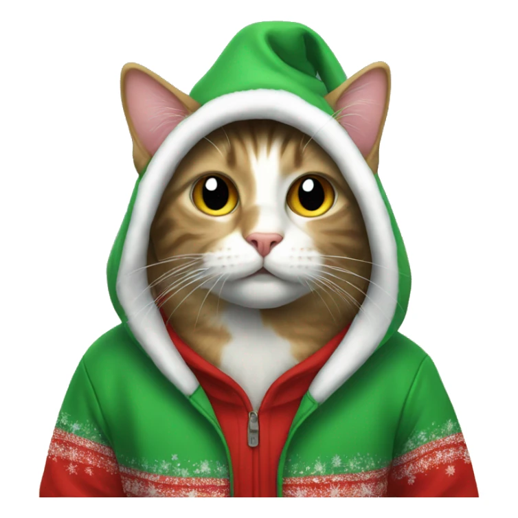 Cat with christmas hoodie sticker