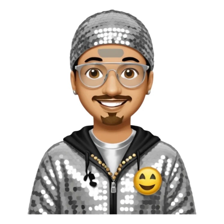 Ali G with silver sequin outfit sticker