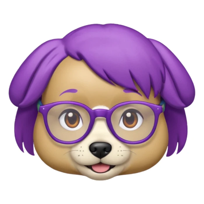 purple haired dog wearing glassess sticker