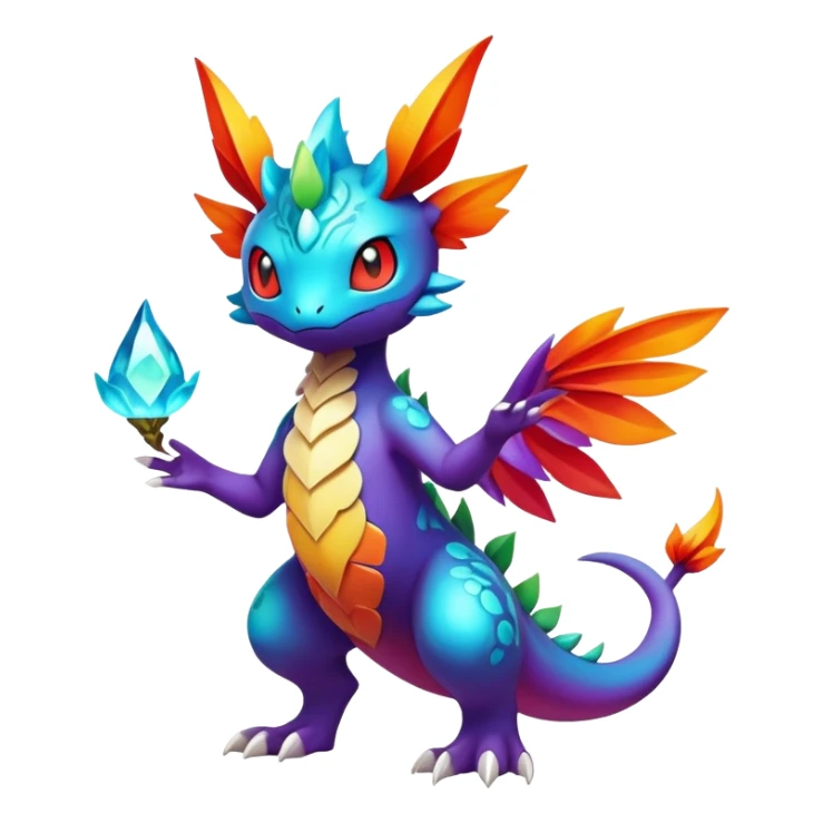 Elemental magical colorful exotic animesque Pokémon-Fakémon-creature, (full body) sticker