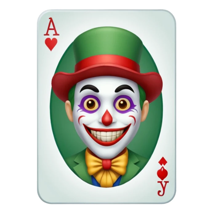 poker card with a funny jolly joker inside the card sticker